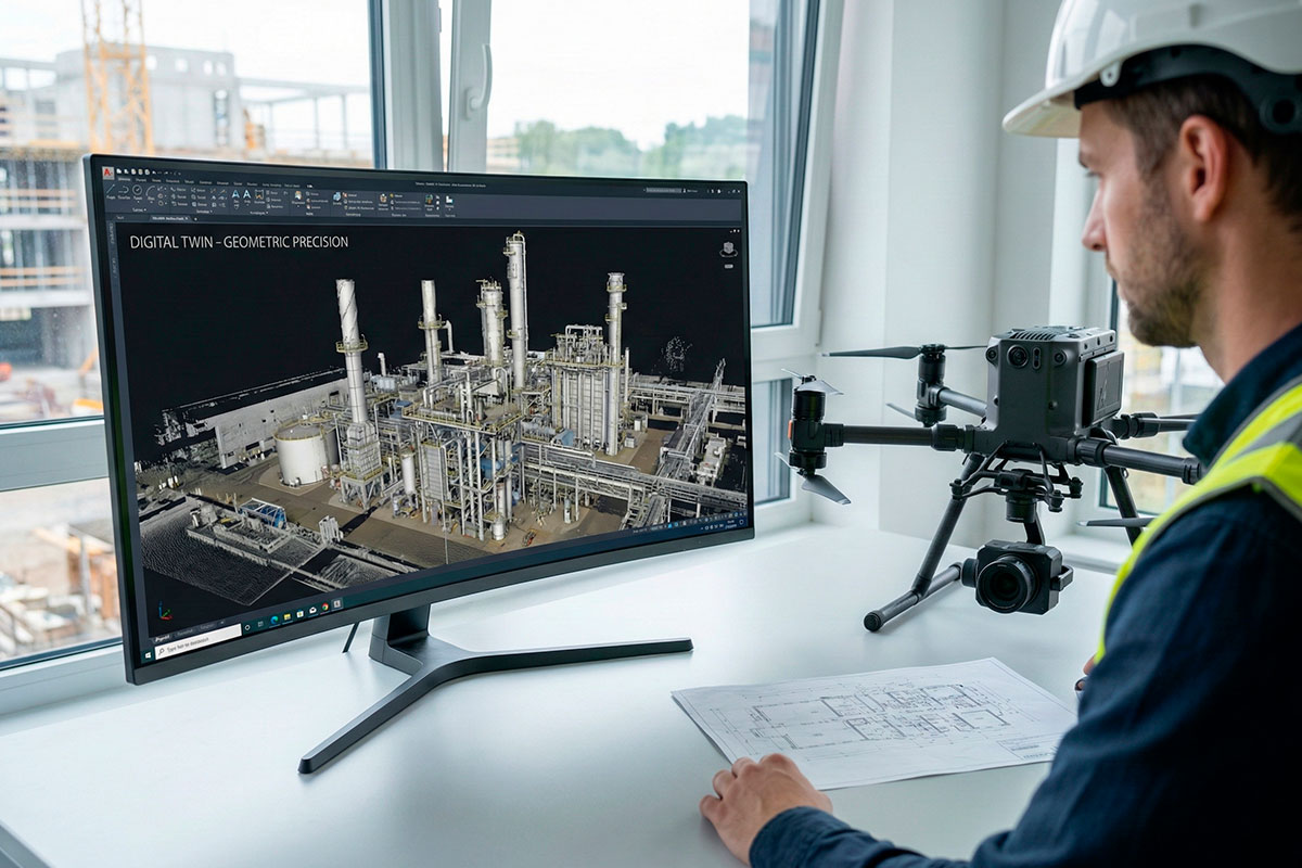 Levantamiento fotogramétrico de precisión generando modelo 3D geométricamente perfecto para gemelo digital en ingeniería. Levantamiento fotogramétrico de precisión generando modelo 3D geométricamente perfecto para gemelo digital en ingeniería.